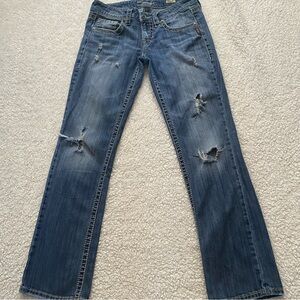 Silver Jeans Lola 17” Straight Distressed Bootcut